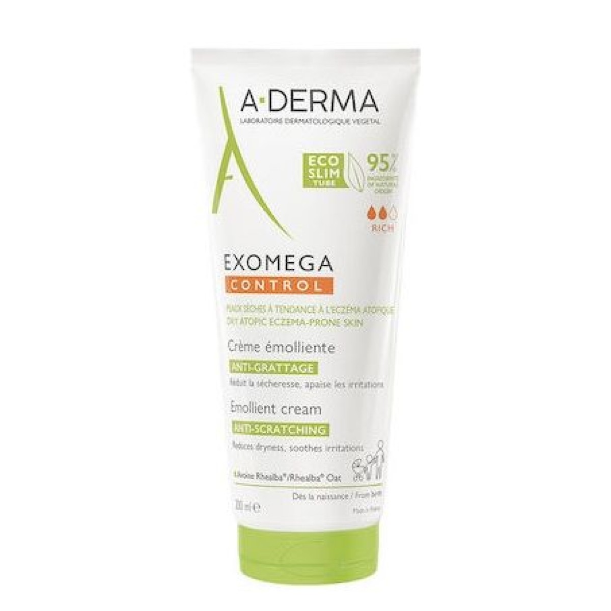 A-Derma | Exomega Control Emollient Cream | Ενυδατική Κρέμα Ανάπλασης Σώματος Για Ξηρές Επιδερμίδες | 200ml