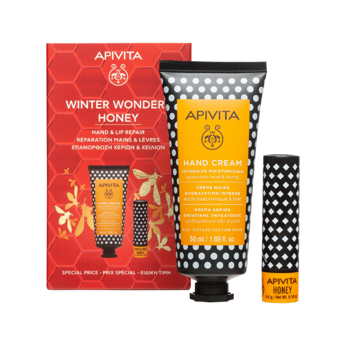 Apivita | Promo Winter Wonders Honey με Κρέμα Χεριών Εντατικής Ενυδάτωσης 50ml & Lip Care Μέλι 1τμχ