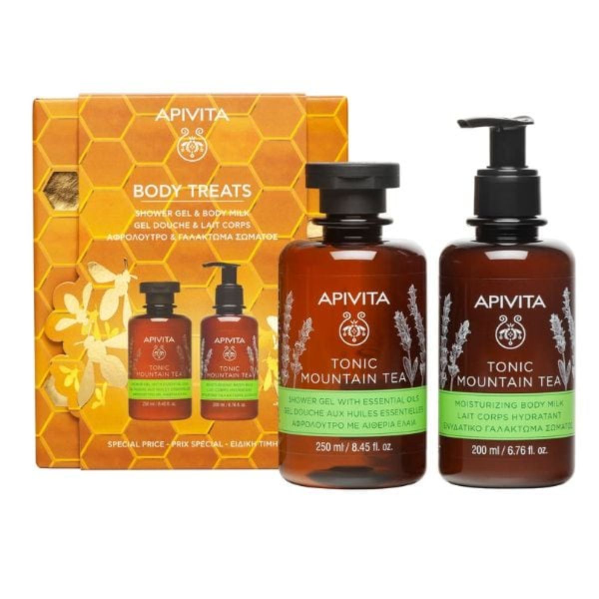 Apivita | Promo  Body Treats Αφρόλουτρο Mountain Tea 250ml & Ενυδατικό Γαλάκτωμα Σώματος 200ml 