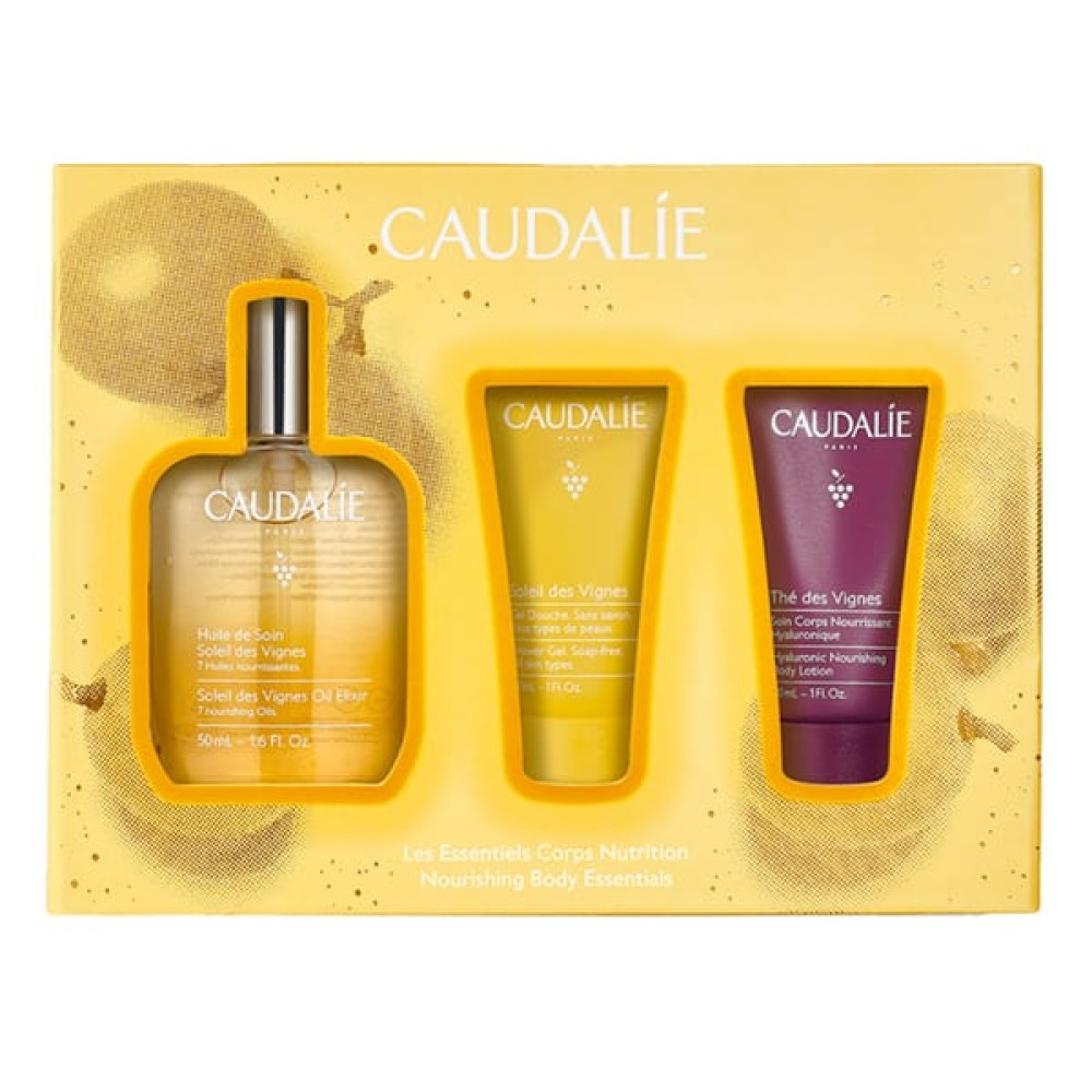 Caudalie | Des Vignes Oil Elixir Σετ Περιποίησης για Λάμψη και Καθαρισμό Σώματος | με Αφρόλουτρο , Κρέμα Σώματος και Λάδι Σώματος