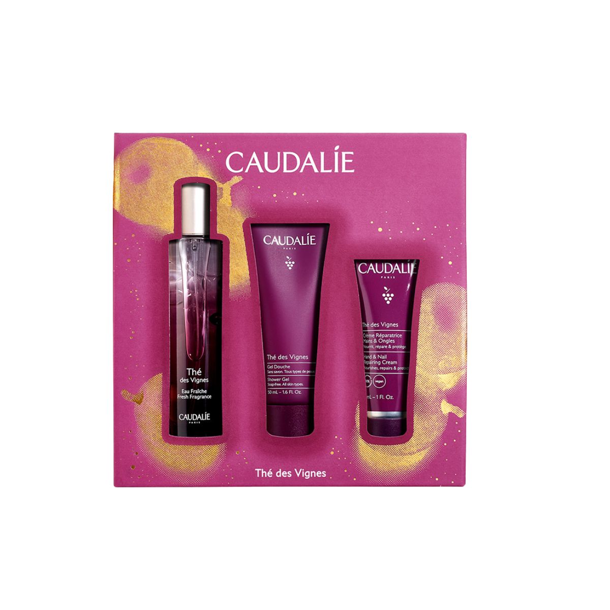 Caudalie The Des Vignes Xmas Promo Fresh Fragrance 50ml |  Δώρο Shower Gel Αφρόλουτρο Σώματος, 50ml και Hand and Nail Repairing Cream | 30ml