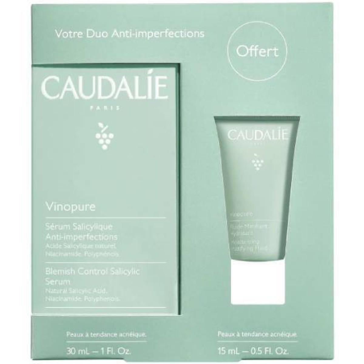 Caudalie | Promo Vinopure Blemish Control Salicylic Serum 30ml & ΔΩΡΟ Vinopure Moisturizing Mattifying Fluid 15ml