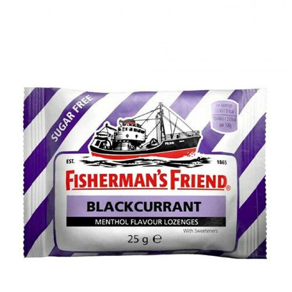 Fisherman's Friend | Blackcurrant Sugar Free Καραμέλες με Γεύση Μαύρου Φραγκοστάφυλλου & Άρωμα Μινθόλης Χωρίς Ζάχαρη | 25g