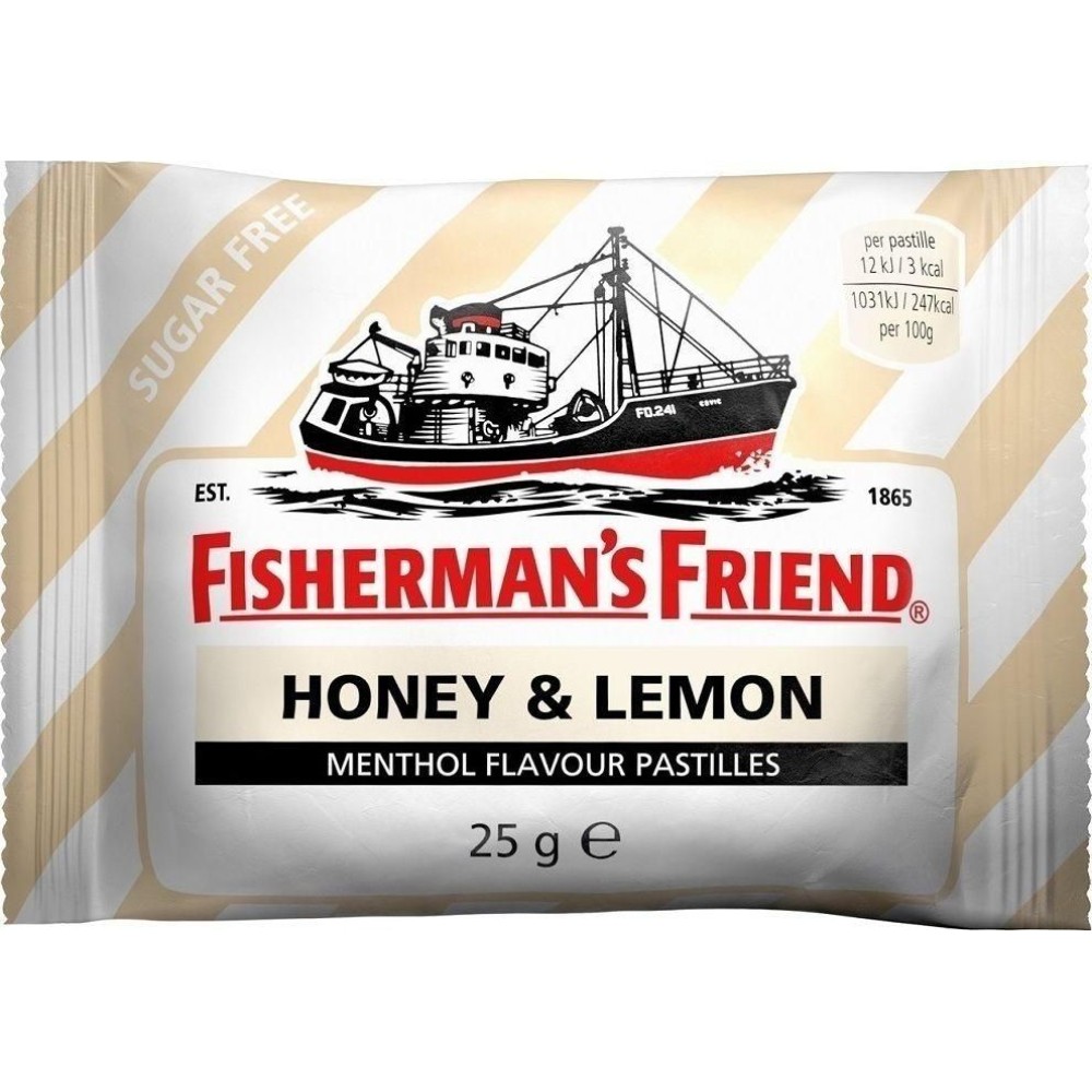 Fisherman's Friend | Καραμέλες με Μέλι και Λεμόνι & Άρωμα Μινθόλης | Χωρίς Προσθήκη Ζάχαρης | 25gr