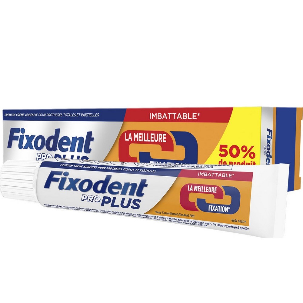 Fixodent | Promo Pro Plus Στερεωτική Κρέμα για Ολική ή Μερική Τεχνητή Οδοντοστοιχία 50% Περισσότερο Προϊόν | 60gr