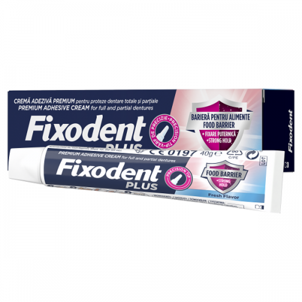 Fixodent | Plus Food Barrier Στερεωτική Κρέμα για Ολικές & Μερικές Τεχνητές Οδοντοστοιχίες | 40g