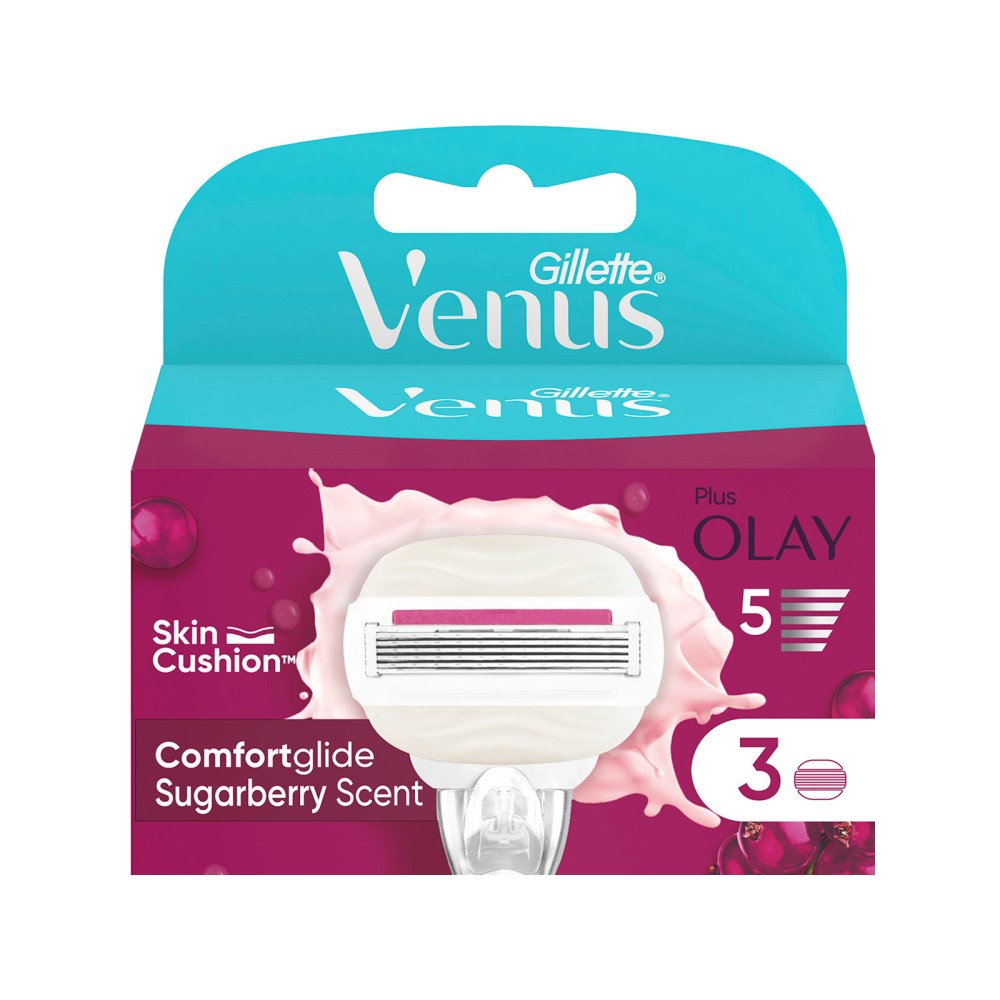 Gillette | Venus ComfortGlide Sugarberry | Ανταλλακτικές Κεφαλές Γυναικείας Ξυριστικής Μηχανής | 3τμχ