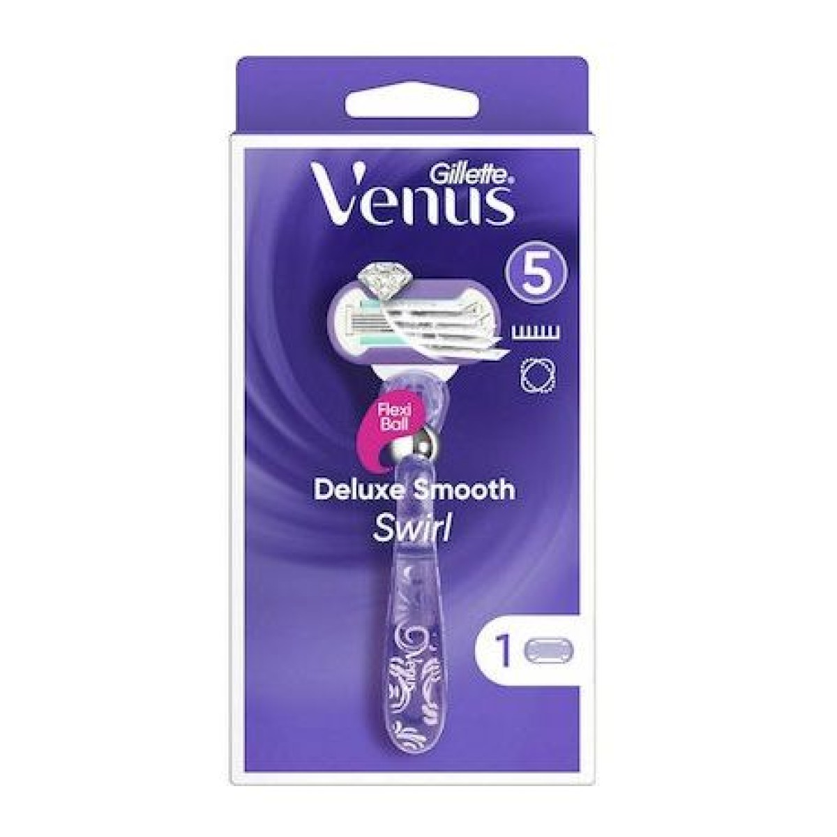 Gillette | Venus Deluxe Smooth Swirl | Γυναικεία Ξυριστική Μηχανή με 1 Ανταλλακτική Κεφαλή | 1τμχ