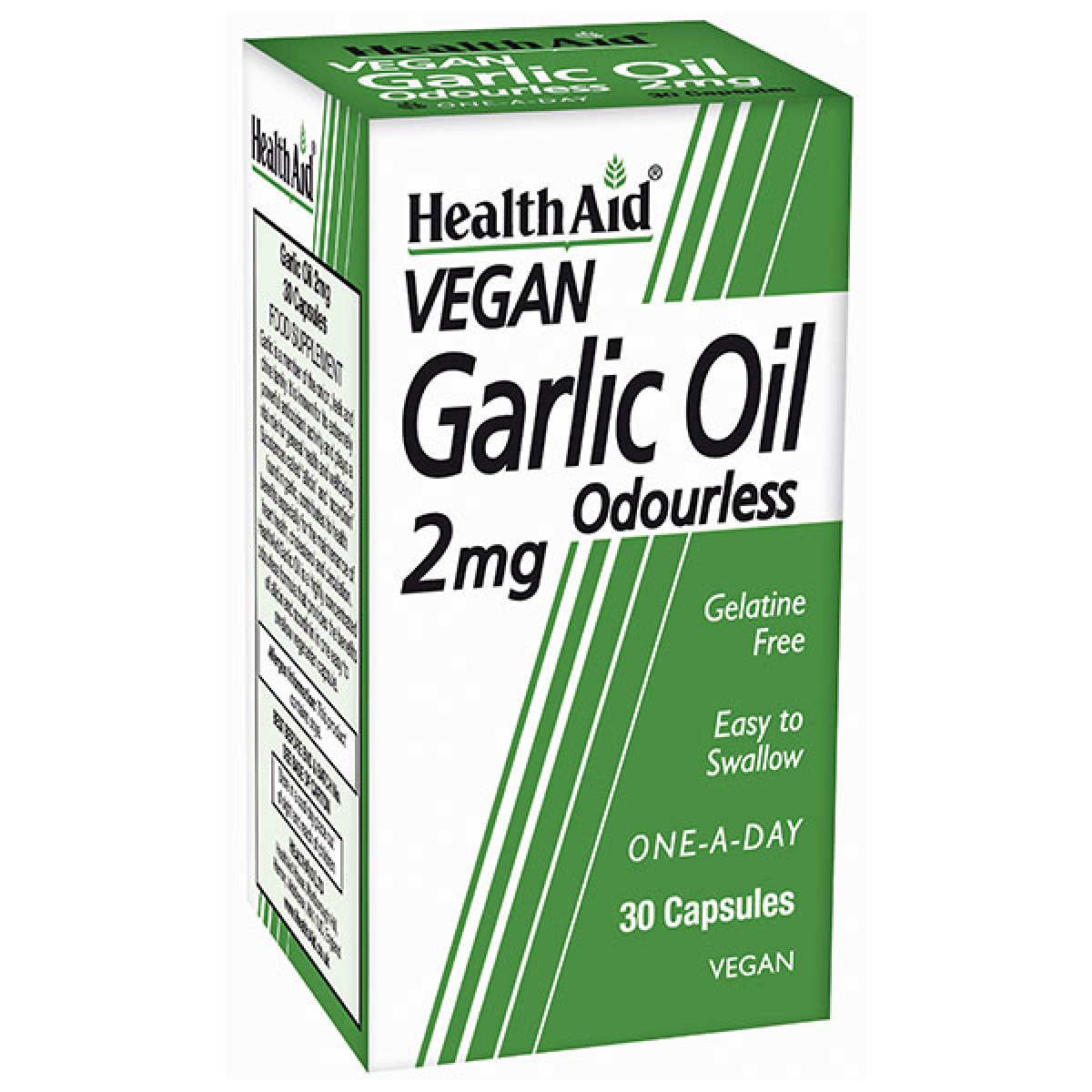 Health Aid | Garlic Oil 2mg Odourless Vegetarian | Συμπλήρωμα Διατροφής Έλαιο Σκόρδου Σε Άοσμη Κάψουλα | 30 κάψουλες