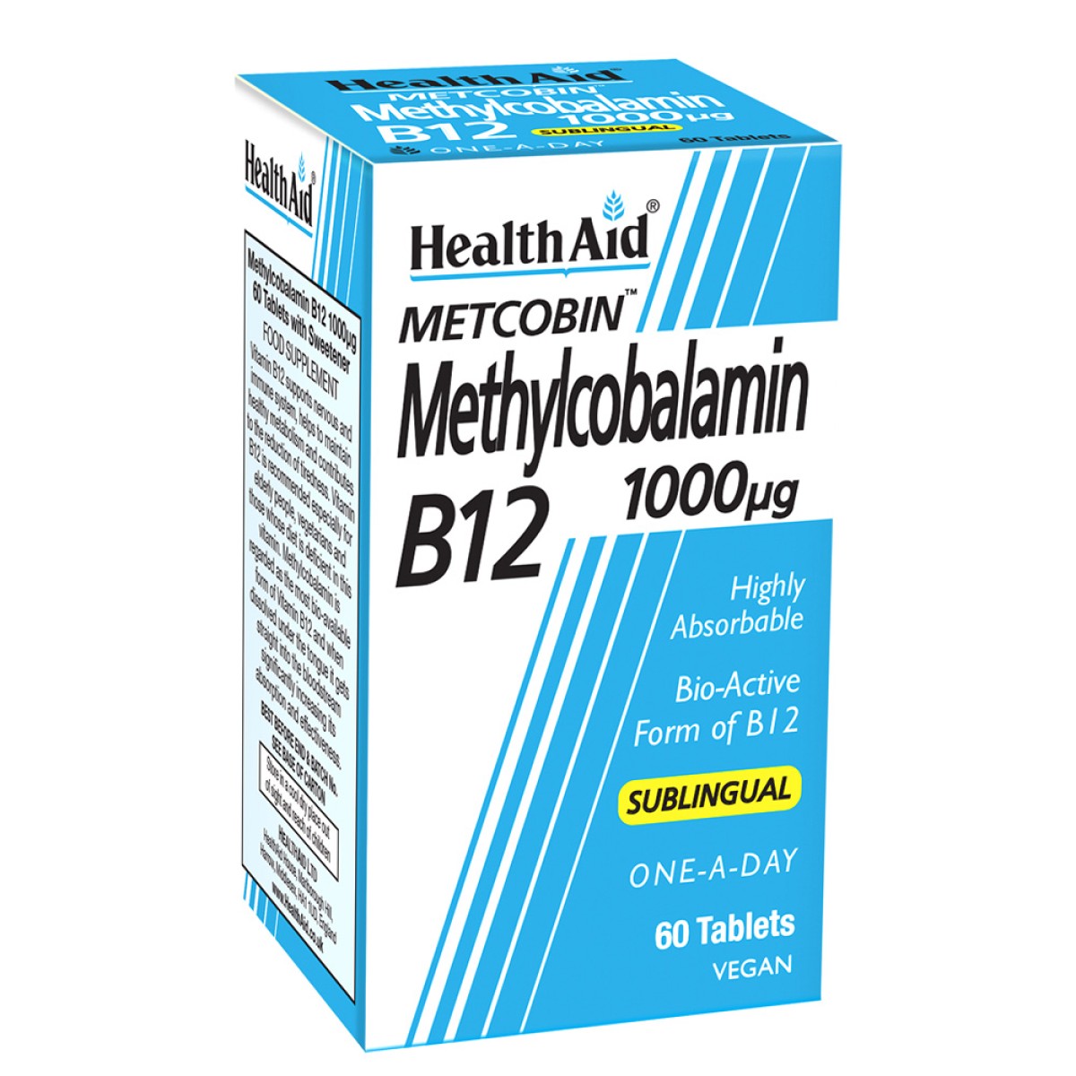 Health Aid | Metcobin Methylcobobalamin B12 1000mg | Συμπλήρωμα Διατροφής Με Μεθυλκοβαλαμίνη | 60 Ταμπλέτες