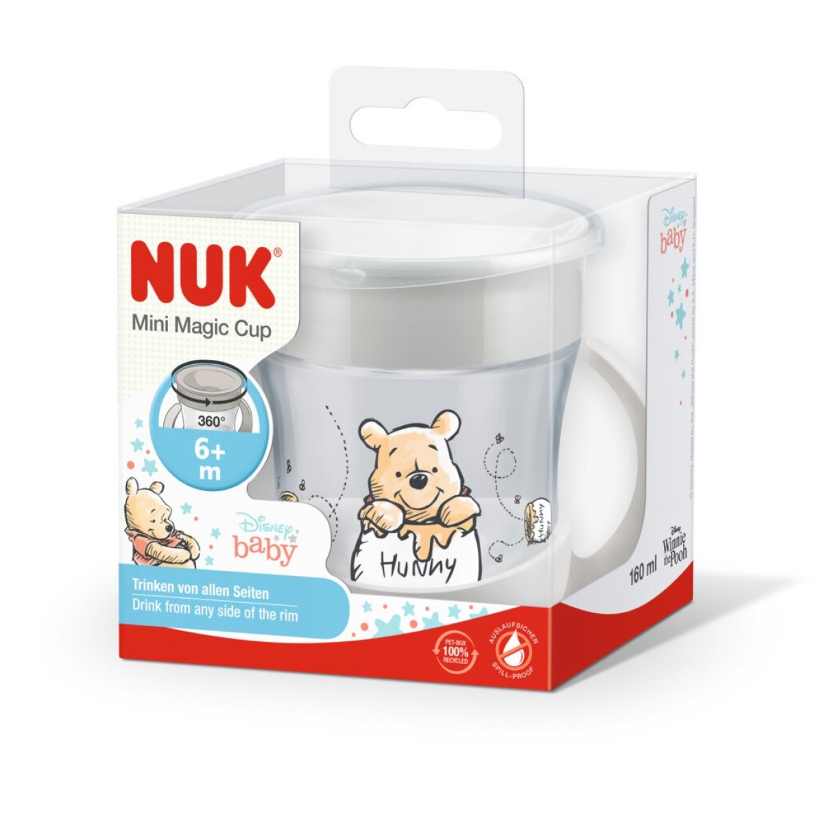 Nuk | Mini Magic Cup 6m+ με Χείλος & Καπάκι Winnie Γκρί | 160ml