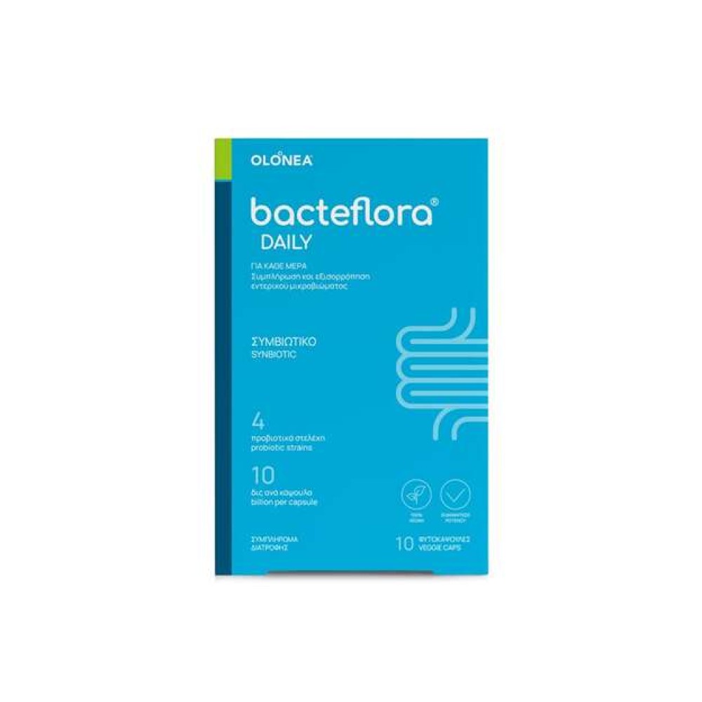 Olonea | Bacteflora Daily για την Καθημερινή Ομαλή Λειτουργία του Γαστρεντερικού Συστήματος με Προβιοτικά Πρεβιοτικά & Μεταβιοτικά | 10 Κάψουλες