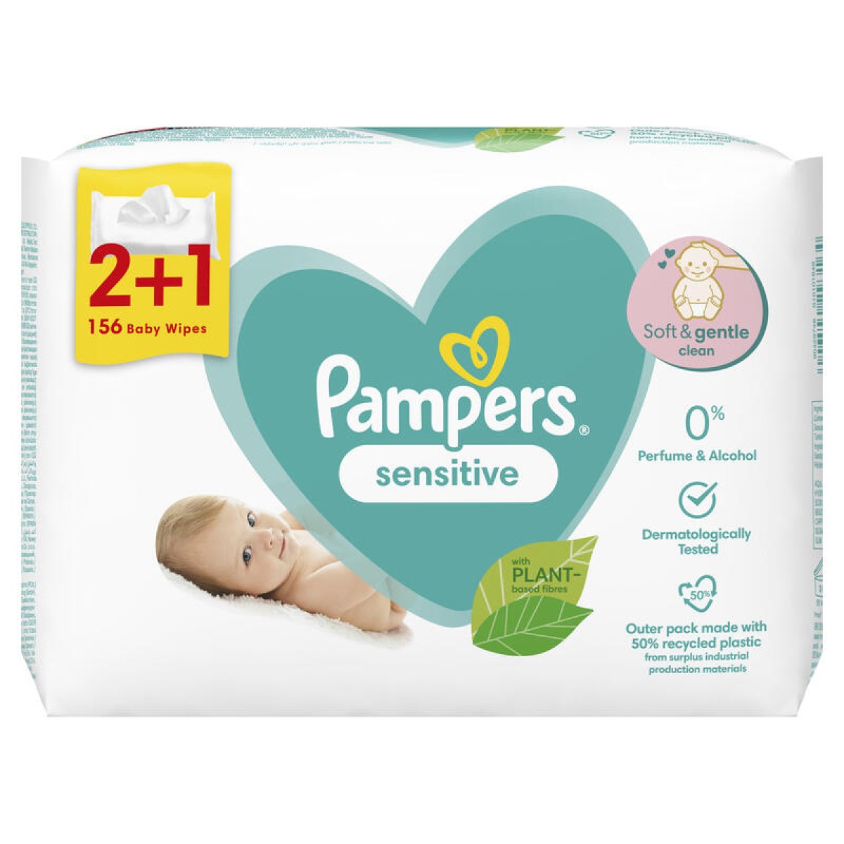 Pampers | Sensitive Μωρομάντηλα χωρίς Parabens | 3x52τμχ