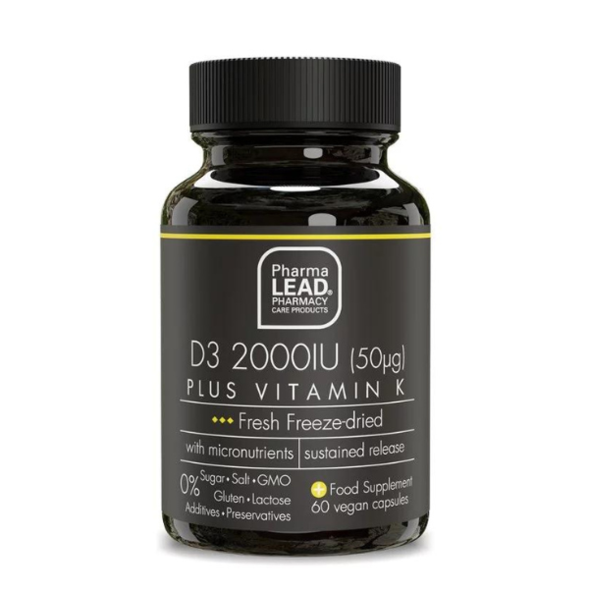 Pharmalead | Black Range D3 2000IU Plus Vitamin K Για τη Διατήρηση της Φυσιολογικής Κατάστασης των Οστών | 60 κάψουλες