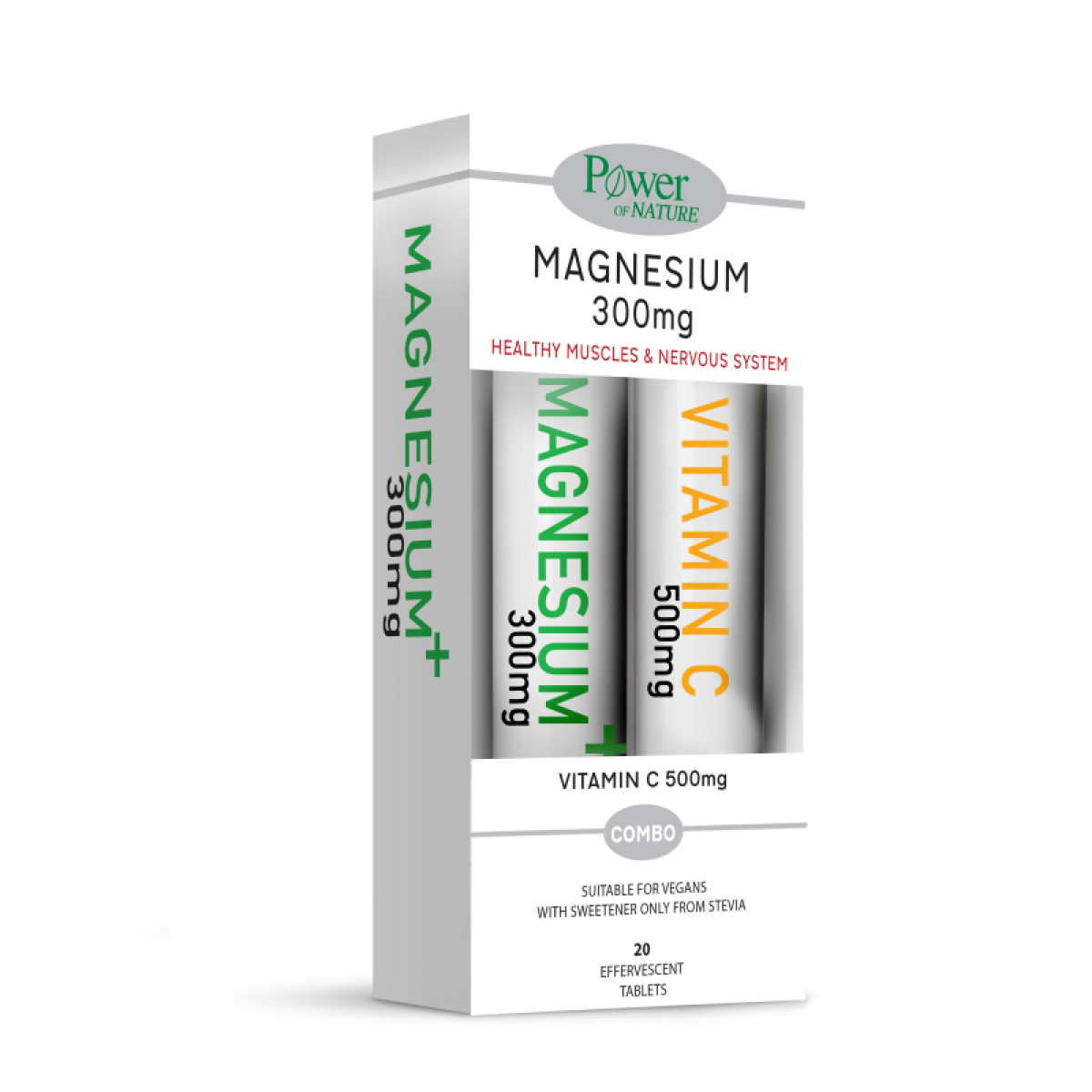 Power Health | Magnesium  300mg & Vitamin C 300mg | Αναβράζοντα Δισκία Μαγνήσιο  300mg  & Δώρο Βιταμίνη C 300mg | 2x20tabs