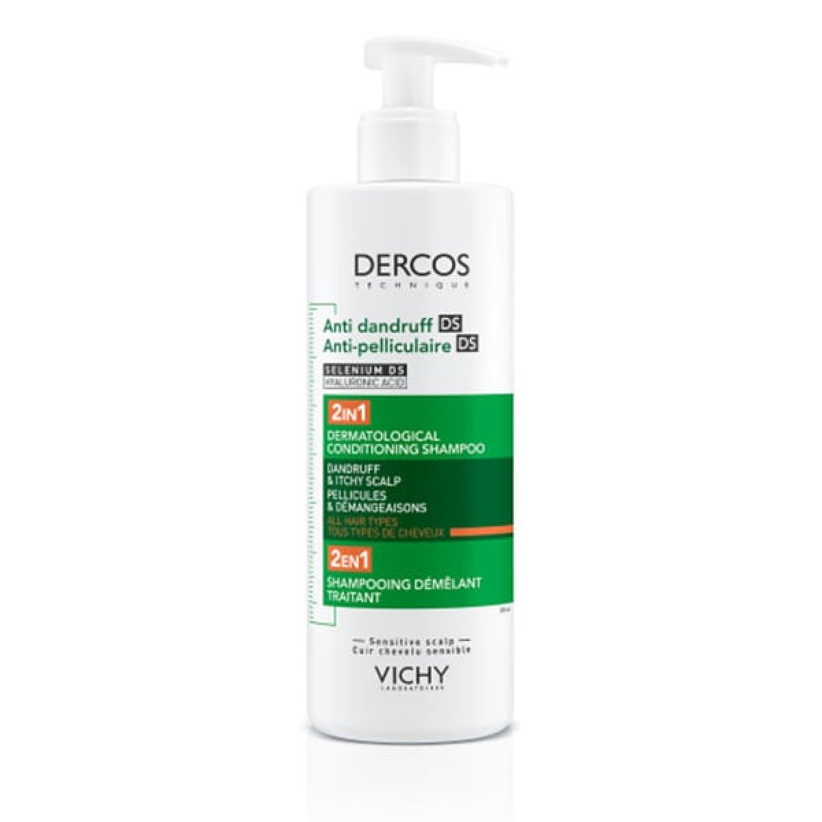  Vichy | Dercos Anti-Dandruff DS 2in1 | Σαμπουάν & Conditioner Κατά της Ξηροδερμίας, της Πιτυρίδας & του Κνησμού | 390ml 