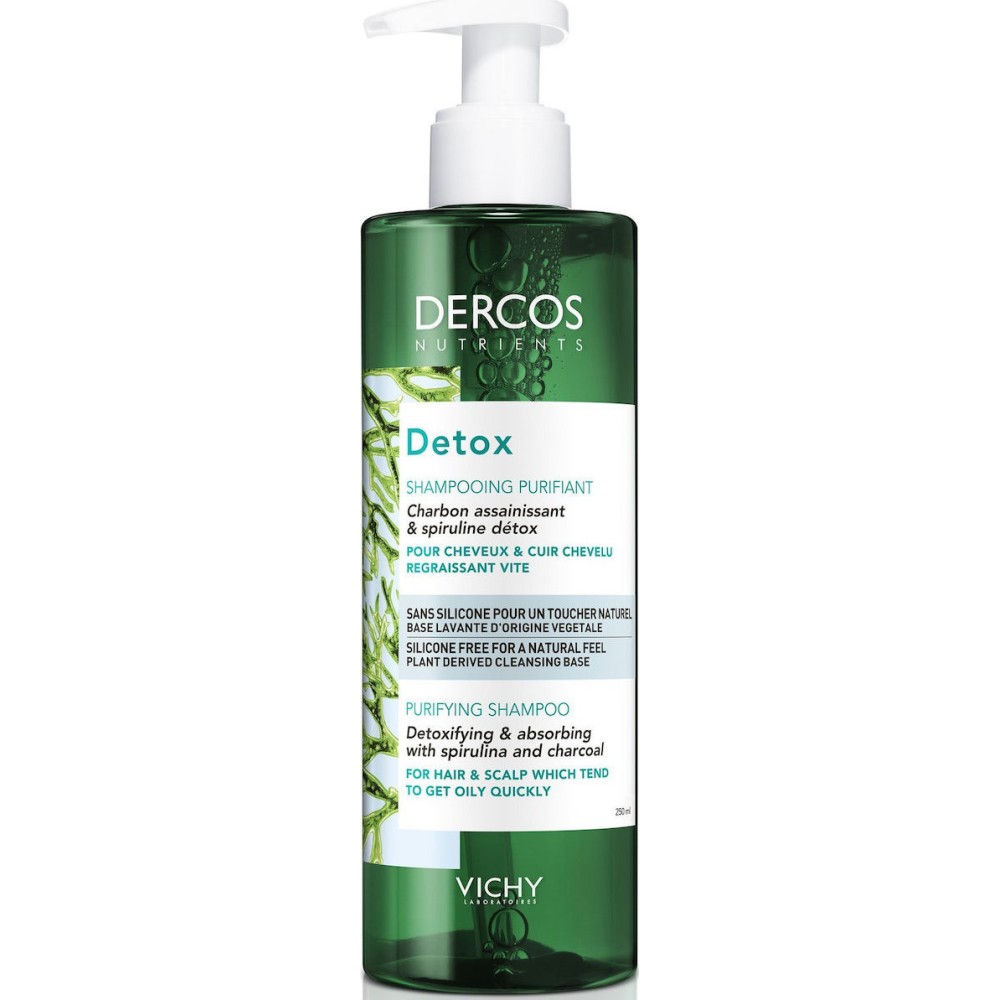 Vichy | Dercos Nutrients Detox Shampooing | Σαμπουάν Εντατικού Καθαρισμού για Λιπαρά Μαλλιά |250ml