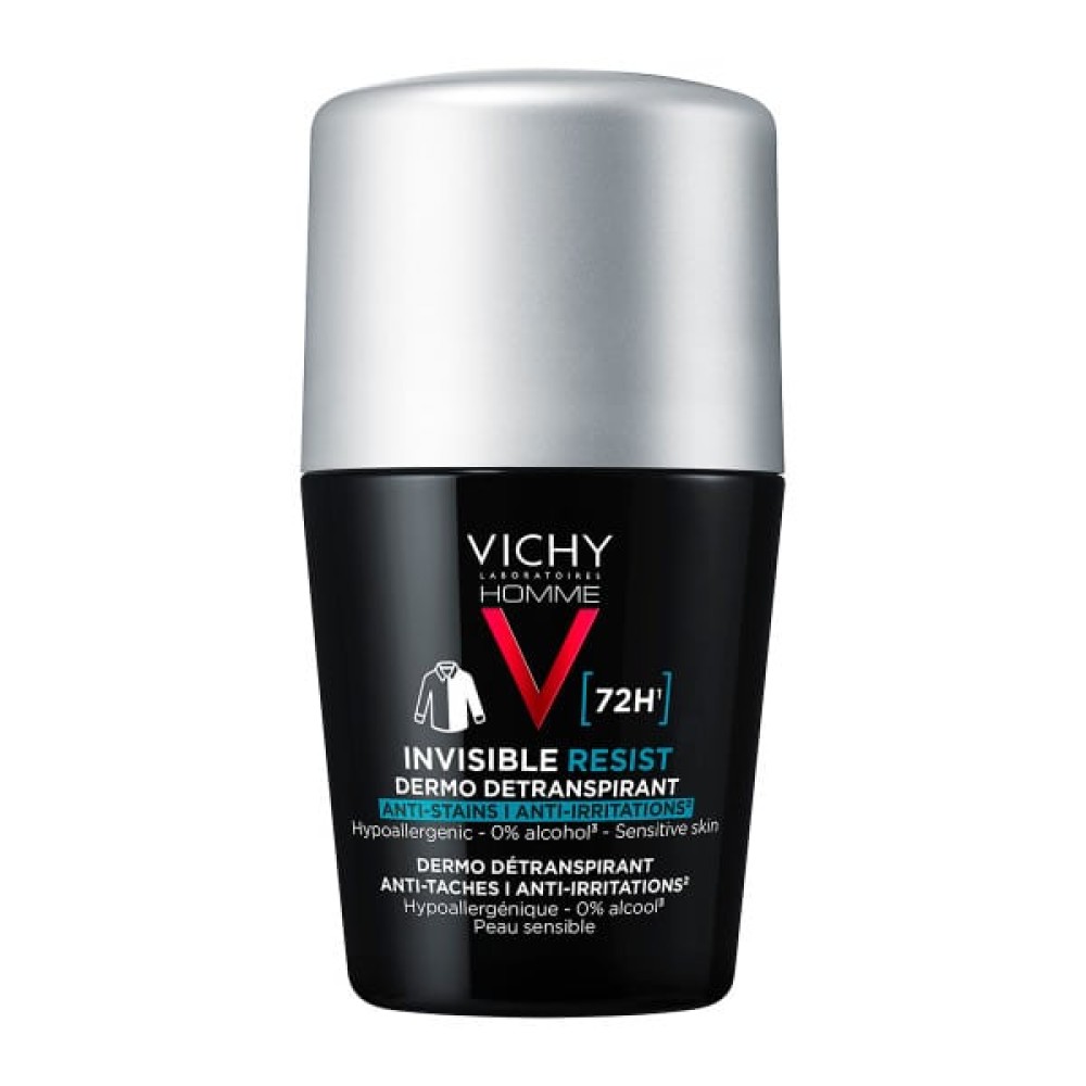  Vichy | Homme Invisible Resist 72H Ανδρικό Αποσμητικό Roll-On Κατά των Σημαδιών & της Έντονης Εφίδρωσης | 50