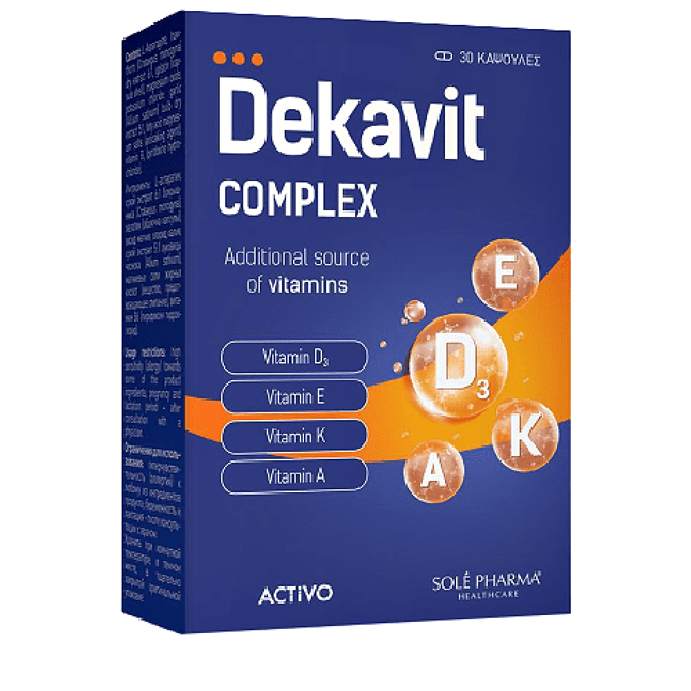 Dekavit Complex | Συμπλήρωμα διατροφής με Βιταμίνες D3, Ε, Κ2 & Α | 30caps