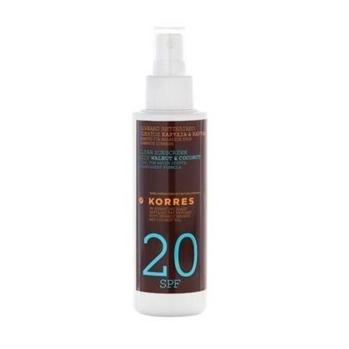 Korres |Clear Sunscreen Body Walnut-Coconut SPF20 | Διάφανο Αντιηλιακό Σώματος Καρυδιά & Καρύδα | 150ml