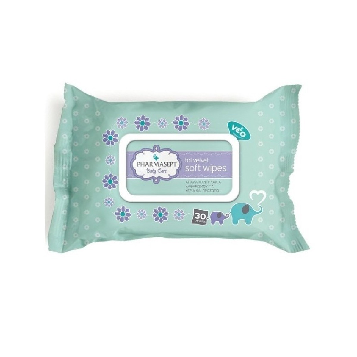 Pharmasept |  Tol Velvet Baby Soft Wipes | Παιδικά μαντηλάκια χωρίς οινόπνευμα |  30τμχ