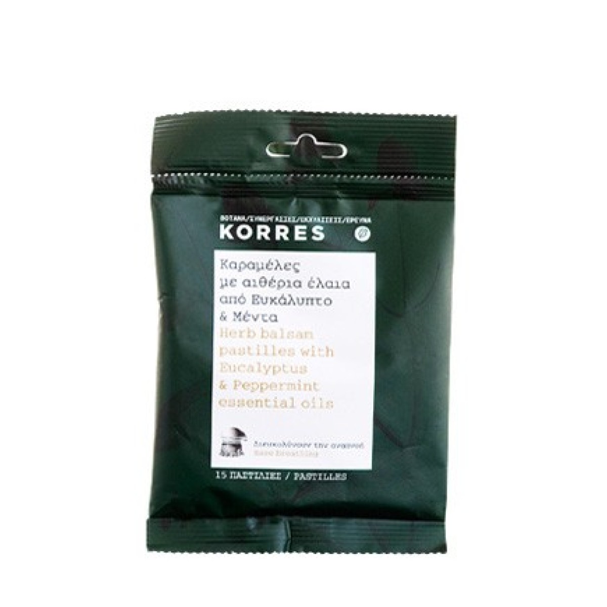 Korres | Herb Balsam Pastilles Eucalyptus & Peppermint| Καραμέλες με Αιθέρια Έλαια Ευκαλύπτου & Μέντας | 15 Παστίλιες