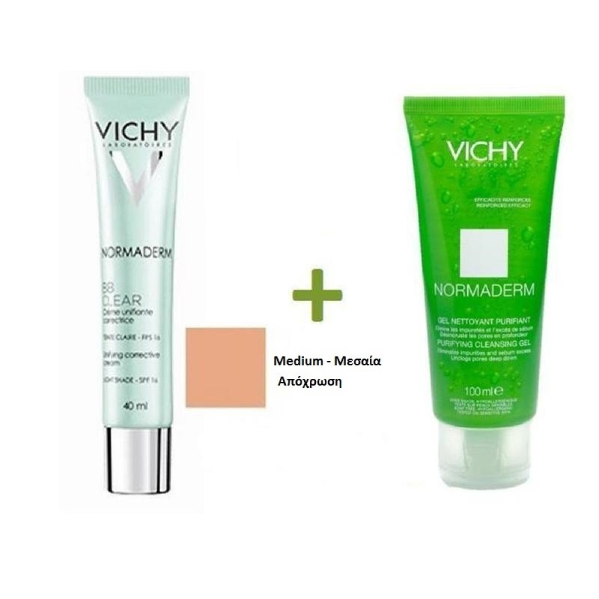 Vichy | Norvaderm Cleansing Gel & BB Clear | Πακέτο Διορθωτική Κρέμα Ημέρας με Χρώμα  40 ml & Δώρο Τζελ Καθαρισμού  100 ml