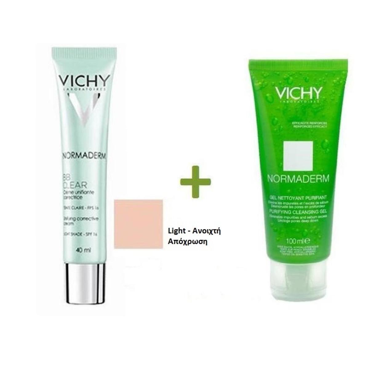 Vichy | Norvaderm Cleansing Gel & BB Clear | Πακέτο Διορθωτική Κρέμα Ημέρας με Χρώμα 40 ml & Δώρο Τζελ Καθαρισμού 100 ml