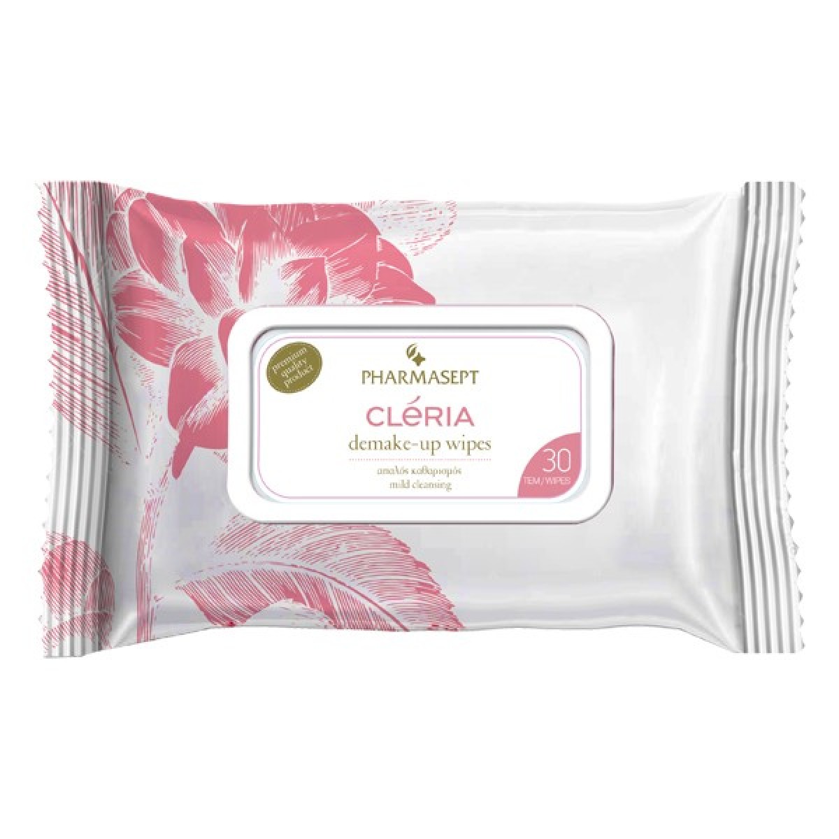 Cleria | DeMake - Up Wipes | Aπαλά Yποαλλεργικά Mαντηλάκια Nτεμακιγιάζ για Πρόσωπο και Μάτια | 30 τμχ