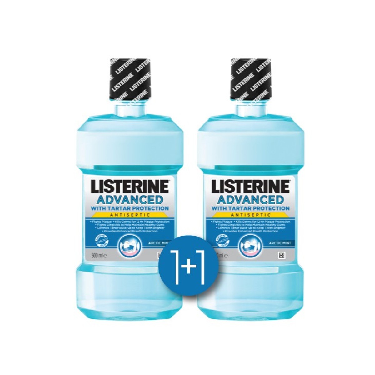 Listerine | Advanced Tartar Control | Στοματικό Διάλυμα για Μείωση της Πέτρας 1 & 1 Δώρο | 2 x 500ml