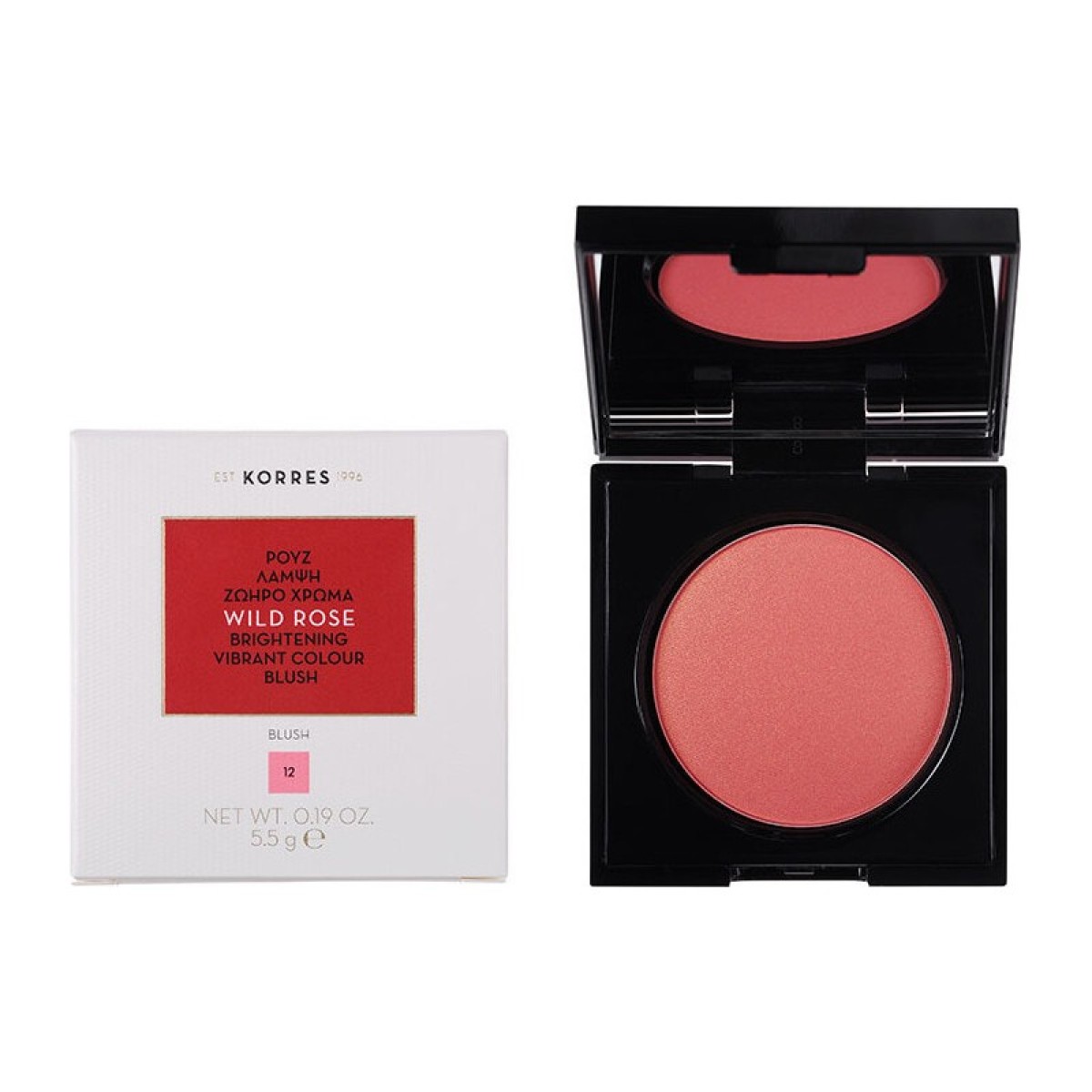 Korres | Wild Rose Brightening Vibrant Colour Blush No.12 Golden Pink | 5.5gr