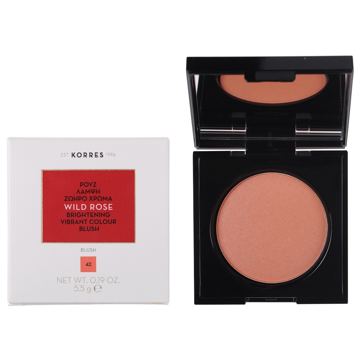 Korres | Wild Rose Brightening Vibrant Colour Blush, 42 Luminous Appricot | 5.5g