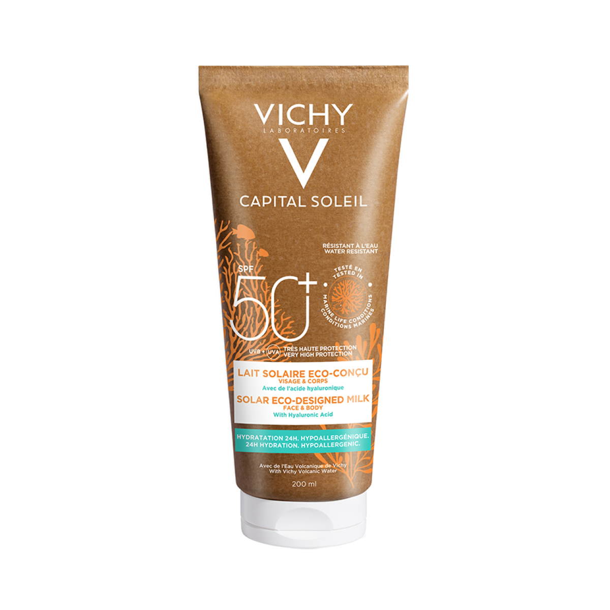 Vichy | Capital Soleil | Eco Designed | Αντηλιακό Γαλάκτωμα Πρόσωπο & Σώμα με Υαλουρονικό Οξύ SPF50+ | 200ml